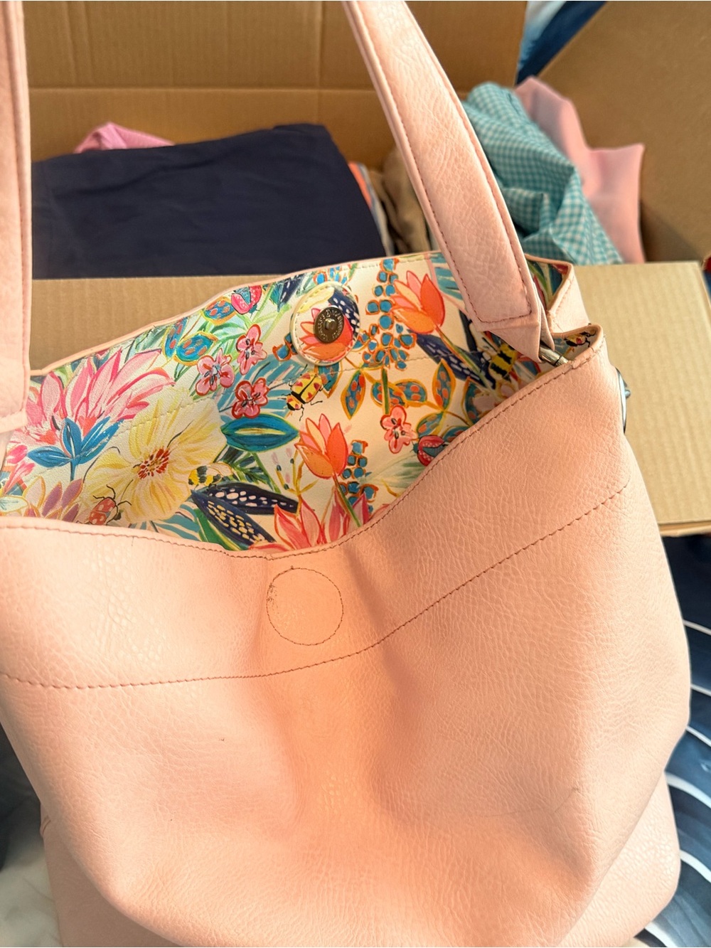 Pink Floral-Trim Women’s Shoulder Bag